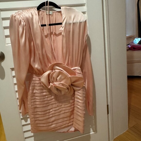 Magda Butrym pink silk long sleeve flower mini dress - Picture 6 of 8